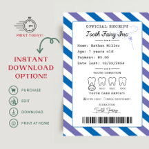 Tooth Fairy Receipt Printable