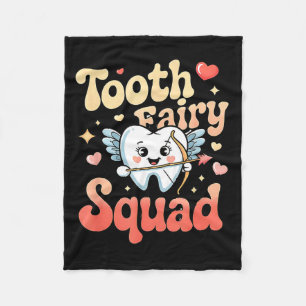 Tooth Fairy Squad Cute Cud Tooth Retro Dental Humo Fleece Blanket