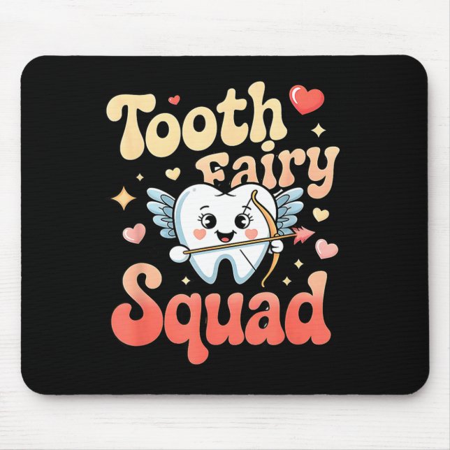 Tooth Fairy Squad Cute Cud Tooth Retro Dental Humo Mouse Mat (Front)