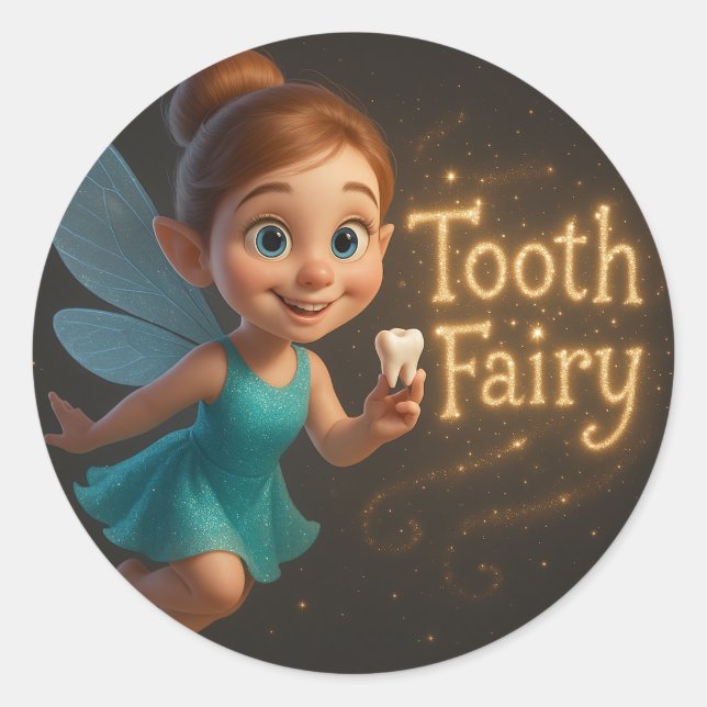 Tooth Fairy Sticker–Magical Reward for Lost Teeth Classic Round Sticker (Front)