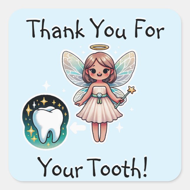 Tooth Fairy Thank You Square Sticker (Front)