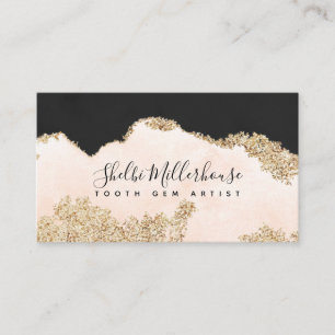 Tooth Gem Aftercare Black Pink Gold Instruction Business Card