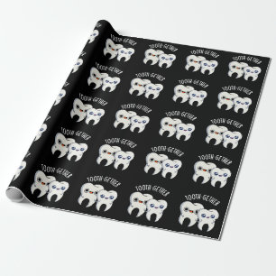 Tooth-gether Funny Tooth Pun Dark BG Wrapping Paper