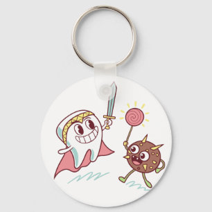 Tooth Hero vs Bacteria Monster Fun Dental Cartoon  Key Ring