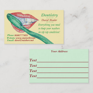 tooth hygienist teeth and mouth dentist business card