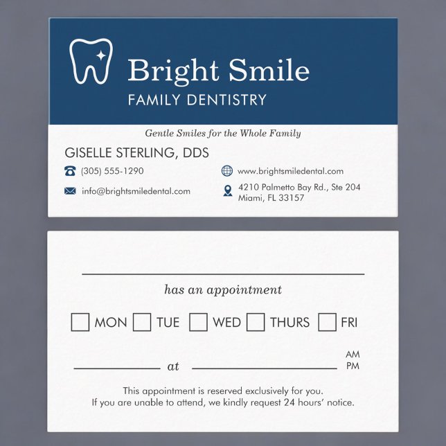 Tooth Icon Dental Appointment Reminder Business Card (Creator Uploaded)