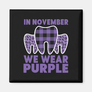 Tooth in November we Wear Purple Alzheimer Awarene Magnet