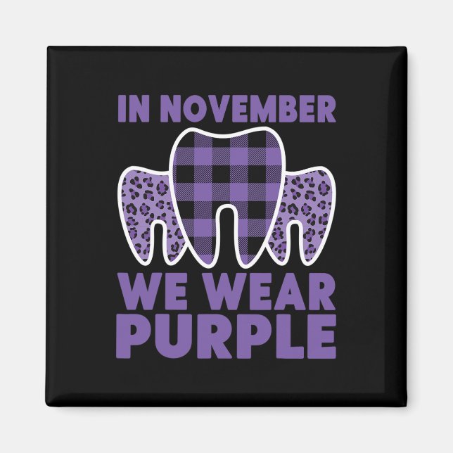Tooth in November we Wear Purple Alzheimer Awarene Magnet (Front)