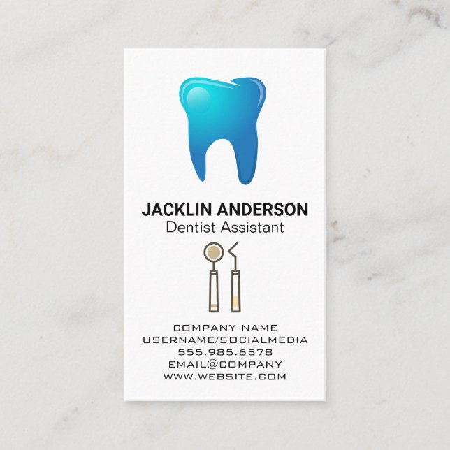 Tooth Logo | Dental Tools Business Card (Front)