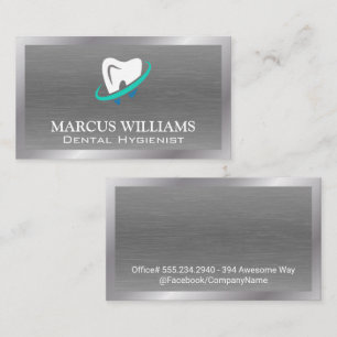Tooth Logo   Metallic Background Business Card