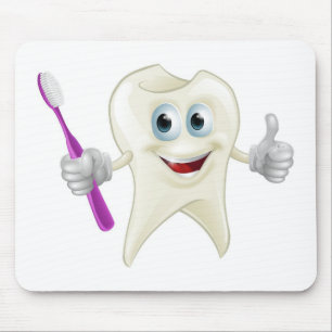 Tooth man holding a toothbrush mouse mat