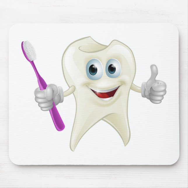 Tooth man holding a toothbrush mouse mat (Front)