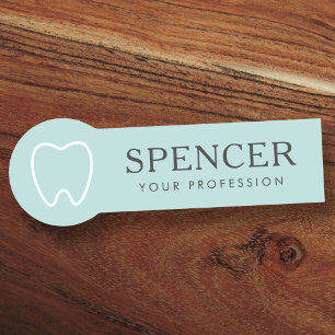 Tooth outline aqua blue dentist dental clinic name name tag
