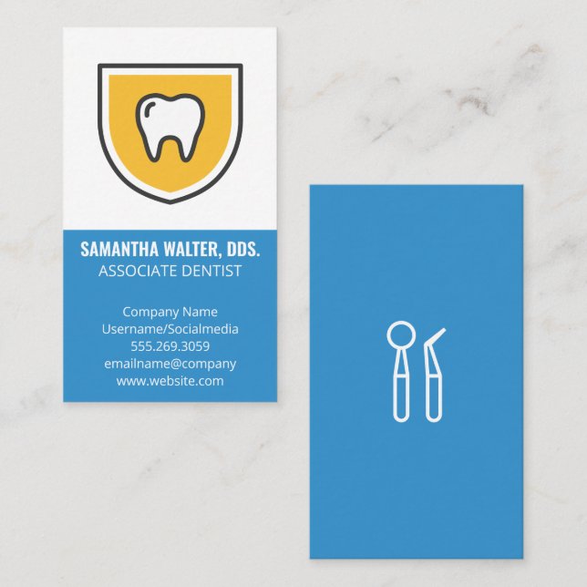 Tooth Shield Icon | Associate Dentist Business Card (Front/Back)