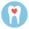 Tooth silhouette love heart dentist dental sticker