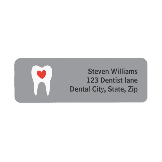 Tooth silhouette love heart return address labels (Front)