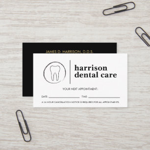 Tooth Sketch Logo Black/White Dentist Appointment Business Card