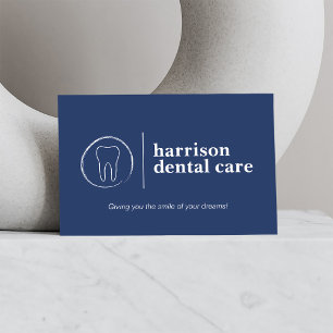 Tooth Sketch Logo Blue Dentist Business Card