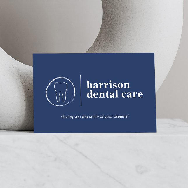 Tooth Sketch Logo Blue Dentist Business Card (Creator Uploaded)