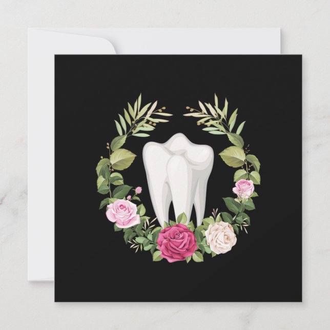 Tooth Teeth Flowers Dentist Dental Doctor Gift Invitation (Front)