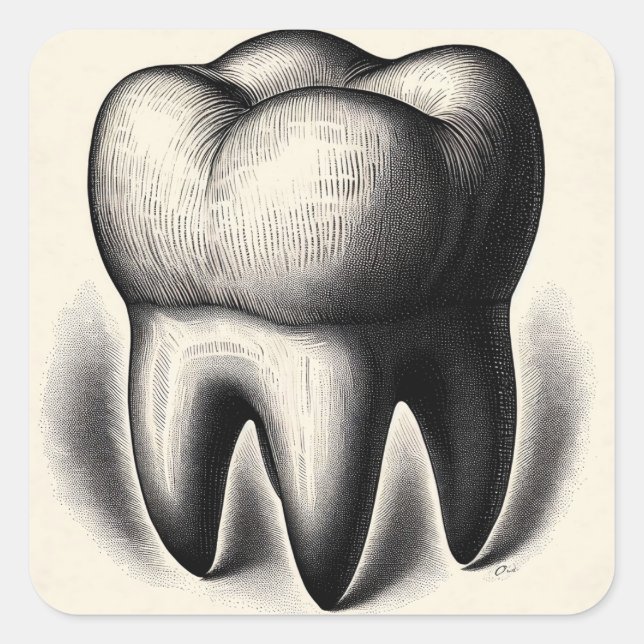 Tooth Vintage Molar Etching  Square Sticker (Front)