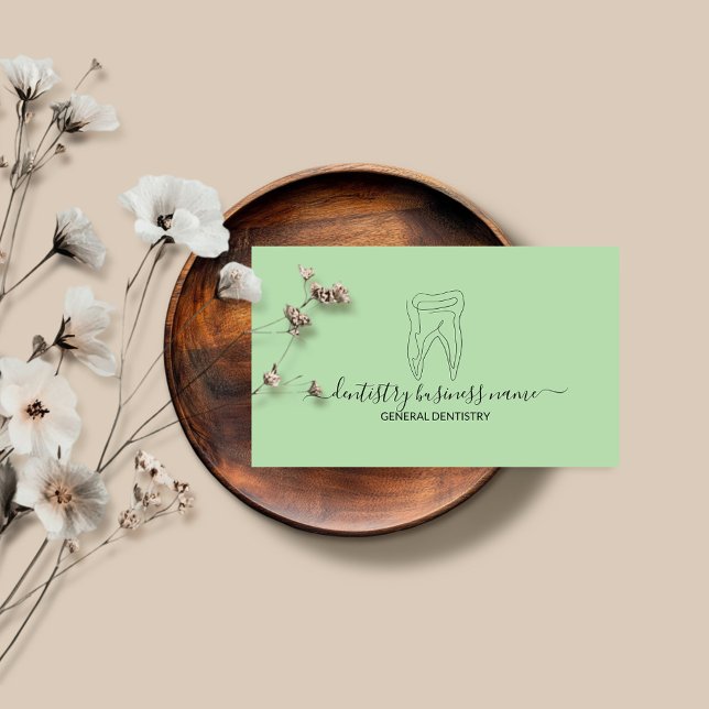 Tooth whitening dental clinic modern Green Business Card (Creator Uploaded)