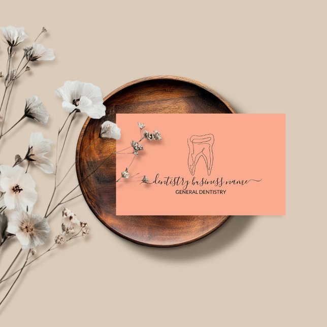 Tooth whitening dental clinic modern orange business card (Creator Uploaded)
