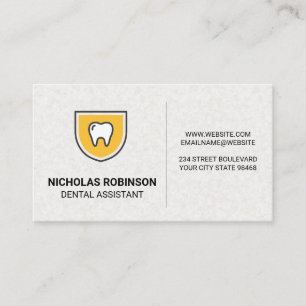 Tooth Yellow Shield Icon Business Card