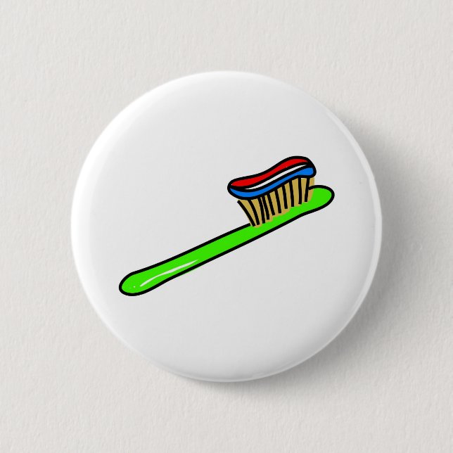 Toothbrush 6 Cm Round Badge (Front)