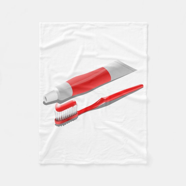 Toothbrush And Toothpaste Fleece Blanket (Front)