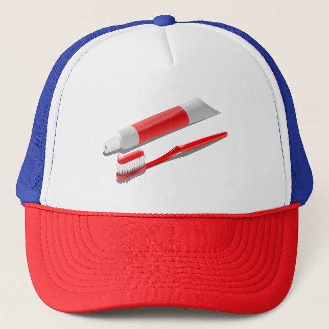 Toothbrush And Toothpaste Trucker Hat (Front)