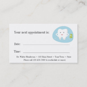 Toothbrush Dental Appointment Card