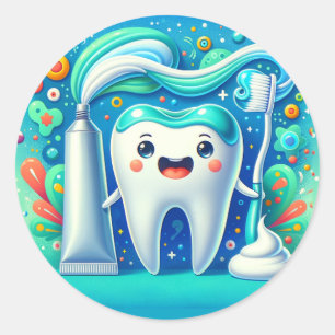 Toothbrush, Dental Dentist Classic Round Sticker