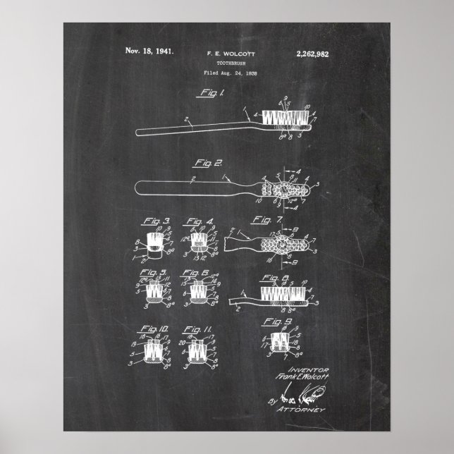 Toothbrush Patent Poster (Front)