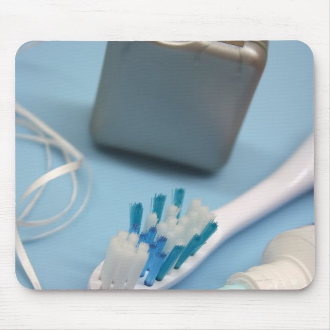 Toothbrush, toothpaste and floss. mouse mat (Front)