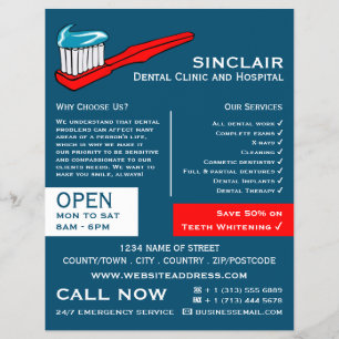 Toothbrush & Toothpaste, Dentistry, Dentist Advert Flyer