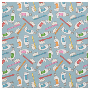 Toothbrush & Toothpaste Pattern Fabric