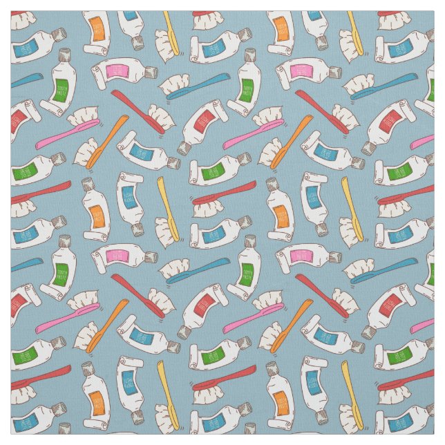 Toothbrush & Toothpaste Pattern Fabric (Swatch)