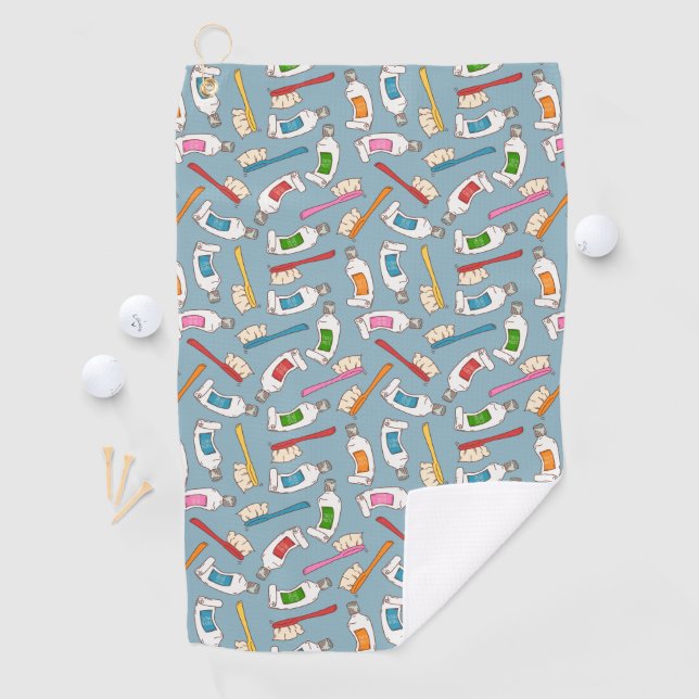 Toothbrush & Toothpaste Pattern Golf Towel (InSitu)