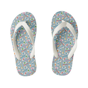 Toothbrush & Toothpaste Pattern Kid's Flip Flops