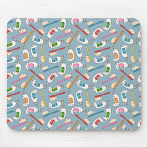 Toothbrush & Toothpaste Pattern Mouse Mat
