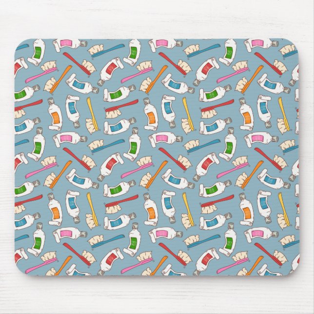 Toothbrush & Toothpaste Pattern Mouse Mat (Front)