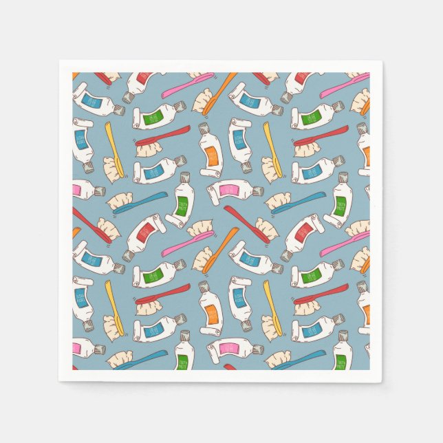 Toothbrush & Toothpaste Pattern Napkin (Front)