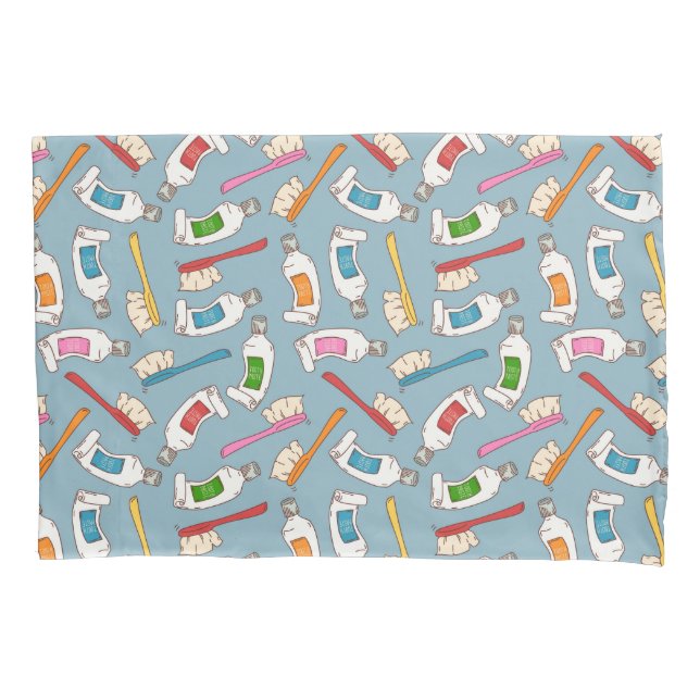 Toothbrush & Toothpaste Pattern Pillowcase (Front-Left)