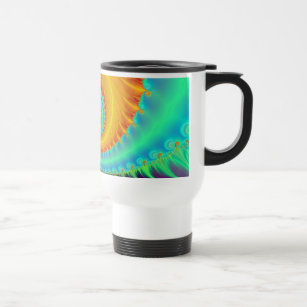 Toothed Spiral in Turquoise and Gold Travel Mug