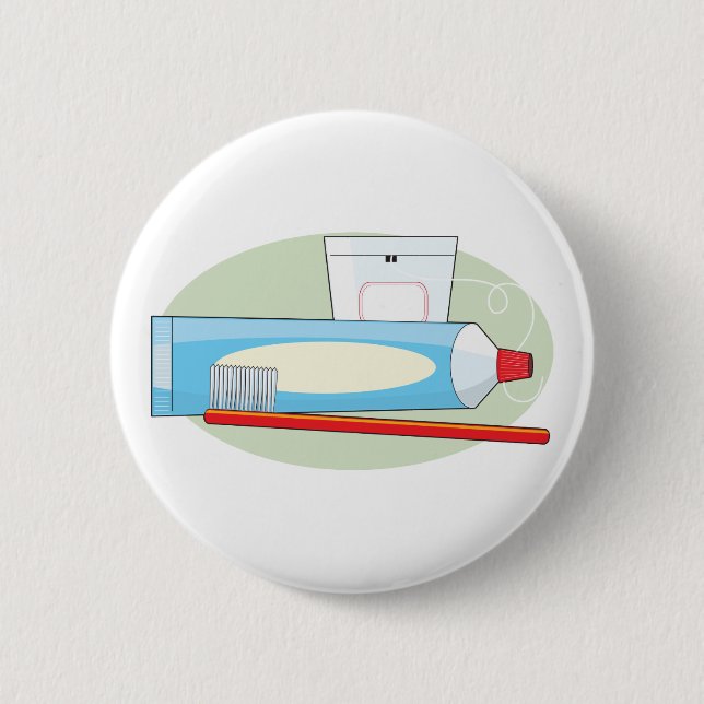 Toothpaste and Brush 6 Cm Round Badge (Front)