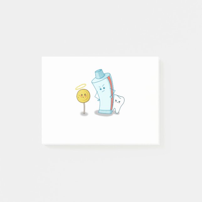 Toothpaste protects sweet tooth from a lollipop post-it notes (Front)