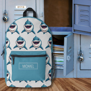 Toothy Shark Monogram  Printed Backpack
