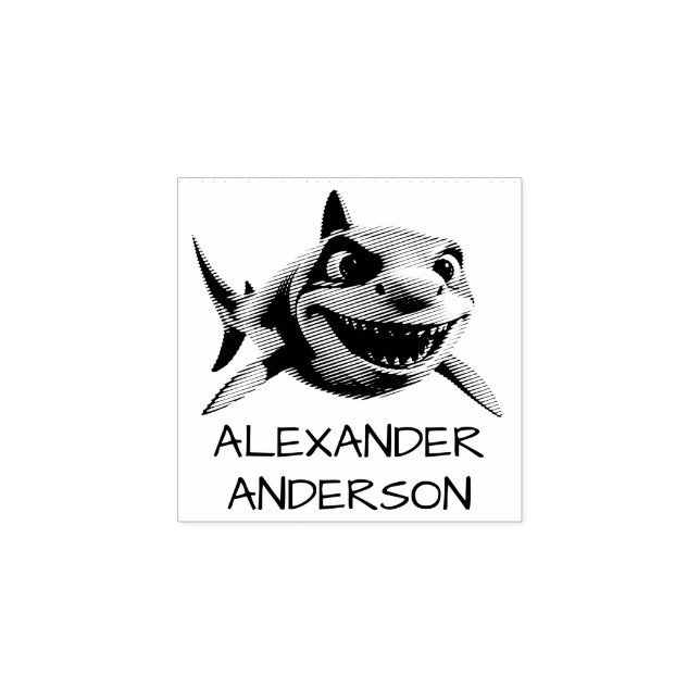 Toothy Shark Personalise Rubber Stamp (Imprint)