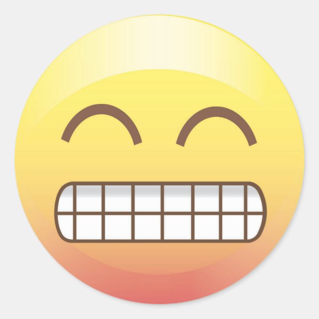 Toothy Smile Yellow Emoji Sticker (Front)